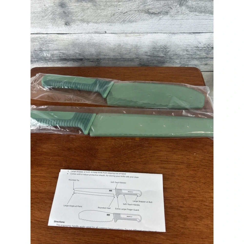 Kuhn Rikon SecureGrip Green Bread & Sandwich Knife Set